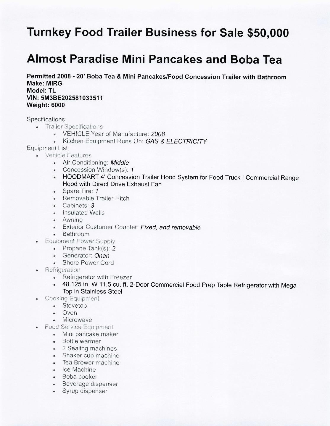 2008 MIRAGE FOOD Base